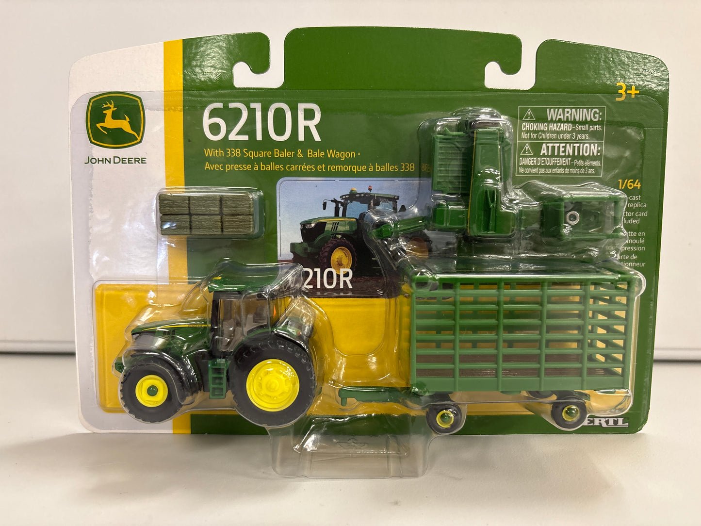 John Deere 6210R w/338 square baler & bale wagon