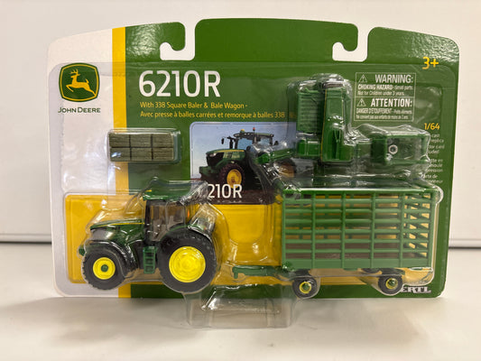 John Deere 6210R w/338 square baler & bale wagon