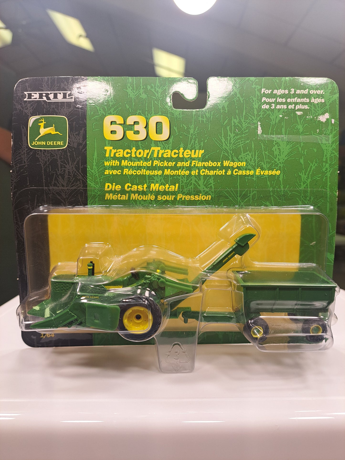 John Deere 630 Tractor w/Mounted Picker and Flarebox Wagon